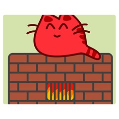 Happy Cat Fire Animals Cute Red Double Sided Flano Blanket (medium)  by Mariart