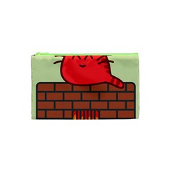 Happy Cat Fire Animals Cute Red Cosmetic Bag (xs) by Mariart