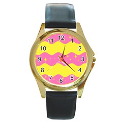 Glimra Gender Flags Star Space Round Gold Metal Watch by Mariart