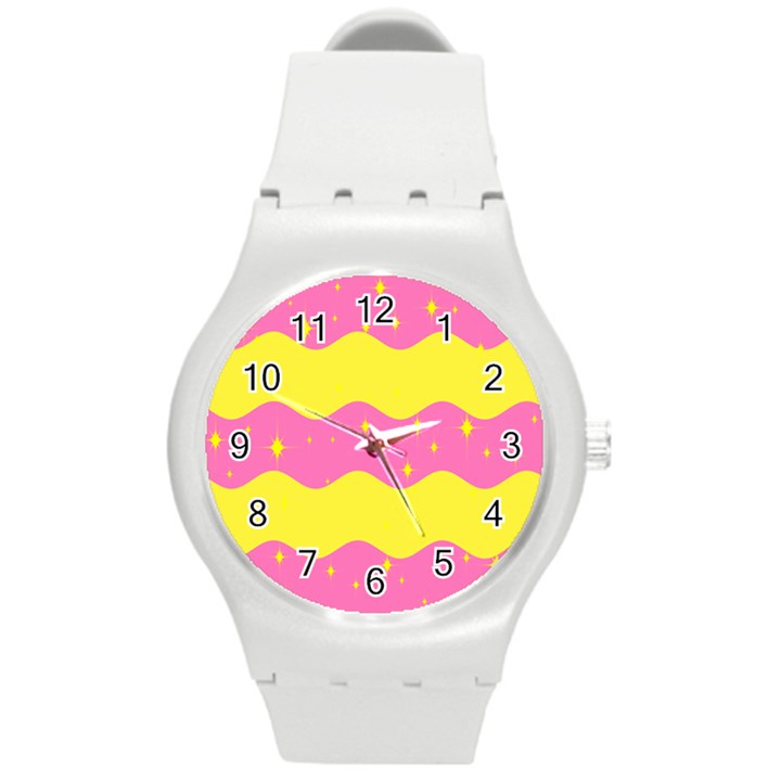 Glimra Gender Flags Star Space Round Plastic Sport Watch (M)