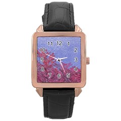 Fantasy Landscape Theme Poster Rose Gold Leather Watch  by dflcprints