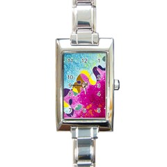 Fabric Rainbow Rectangle Italian Charm Watch