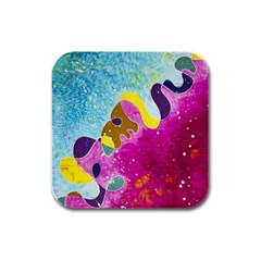 Fabric Rainbow Rubber Square Coaster (4 Pack)  by Mariart