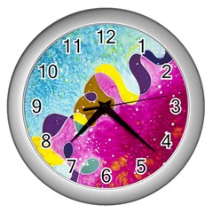 Fabric Rainbow Wall Clocks (silver)  by Mariart