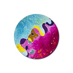 Fabric Rainbow Rubber Round Coaster (4 Pack) 