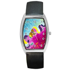 Fabric Rainbow Barrel Style Metal Watch by Mariart