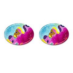 Fabric Rainbow Cufflinks (oval) by Mariart