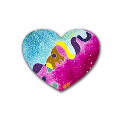 Fabric Rainbow Rubber Coaster (heart)  by Mariart