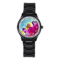 Fabric Rainbow Stainless Steel Round Watch by Mariart