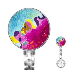 Fabric Rainbow Stainless Steel Nurses Watch by Mariart