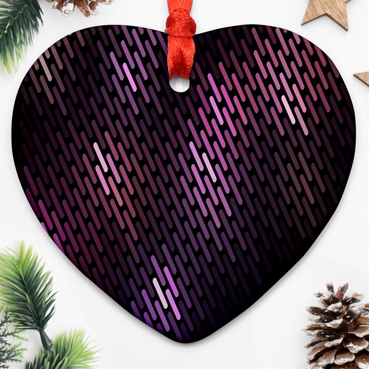 Light Lines Purple Black Ornament (Heart)