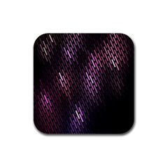 Light Lines Purple Black Rubber Square Coaster (4 Pack) 