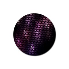 Light Lines Purple Black Rubber Coaster (round)  by Mariart