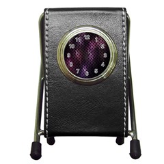 Light Lines Purple Black Pen Holder Desk Clocks by Mariart