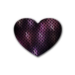 Light Lines Purple Black Rubber Coaster (heart)  by Mariart