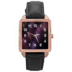 Light Lines Purple Black Rose Gold Leather Watch  by Mariart