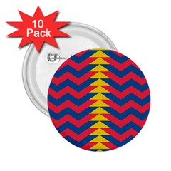 Lllustration Geometric Red Blue Yellow Chevron Wave Line 2 25  Buttons (10 Pack) 