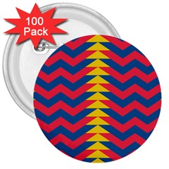 Lllustration Geometric Red Blue Yellow Chevron Wave Line 3  Buttons (100 Pack) 