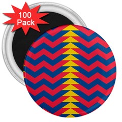 Lllustration Geometric Red Blue Yellow Chevron Wave Line 3  Magnets (100 Pack)