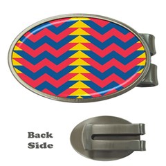 Lllustration Geometric Red Blue Yellow Chevron Wave Line Money Clips (oval) 