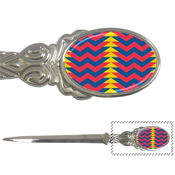 Lllustration Geometric Red Blue Yellow Chevron Wave Line Letter Openers