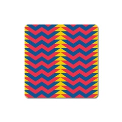 Lllustration Geometric Red Blue Yellow Chevron Wave Line Square Magnet by Mariart