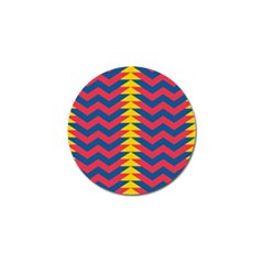 Lllustration Geometric Red Blue Yellow Chevron Wave Line Golf Ball Marker (4 Pack)