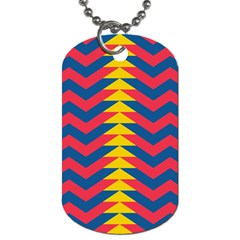 Lllustration Geometric Red Blue Yellow Chevron Wave Line Dog Tag (two Sides) by Mariart