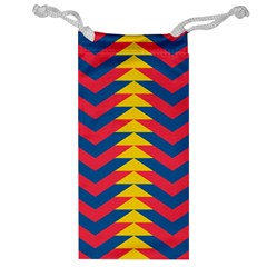 Lllustration Geometric Red Blue Yellow Chevron Wave Line Jewelry Bag