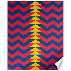 Lllustration Geometric Red Blue Yellow Chevron Wave Line Canvas 16  X 20  