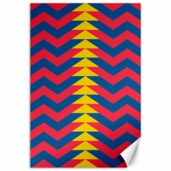 Lllustration Geometric Red Blue Yellow Chevron Wave Line Canvas 24  X 36 