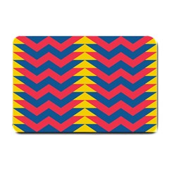 Lllustration Geometric Red Blue Yellow Chevron Wave Line Small Doormat  by Mariart