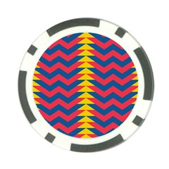 Lllustration Geometric Red Blue Yellow Chevron Wave Line Poker Chip Card Guard by Mariart