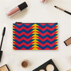 Lllustration Geometric Red Blue Yellow Chevron Wave Line Cosmetic Bag (small)  by Mariart