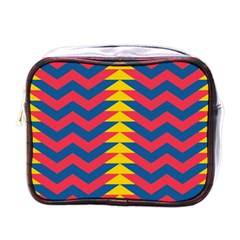 Lllustration Geometric Red Blue Yellow Chevron Wave Line Mini Toiletries Bags by Mariart