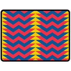 Lllustration Geometric Red Blue Yellow Chevron Wave Line Fleece Blanket (large) 