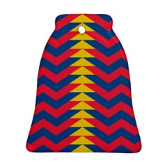 Lllustration Geometric Red Blue Yellow Chevron Wave Line Bell Ornament (two Sides) by Mariart