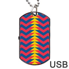 Lllustration Geometric Red Blue Yellow Chevron Wave Line Dog Tag Usb Flash (one Side)