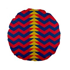 Lllustration Geometric Red Blue Yellow Chevron Wave Line Standard 15  Premium Round Cushions by Mariart