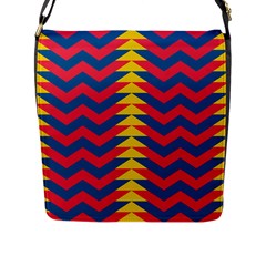 Lllustration Geometric Red Blue Yellow Chevron Wave Line Flap Messenger Bag (l)  by Mariart