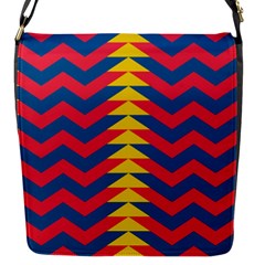 Lllustration Geometric Red Blue Yellow Chevron Wave Line Flap Messenger Bag (s)