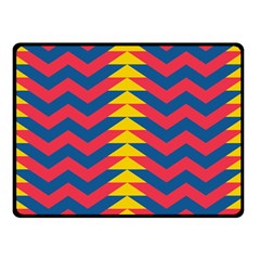 Lllustration Geometric Red Blue Yellow Chevron Wave Line Double Sided Fleece Blanket (small)  by Mariart