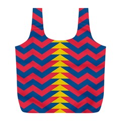 Lllustration Geometric Red Blue Yellow Chevron Wave Line Full Print Recycle Bags (l) 