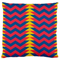 Lllustration Geometric Red Blue Yellow Chevron Wave Line Large Flano Cushion Case (one Side) by Mariart