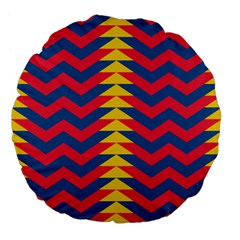 Lllustration Geometric Red Blue Yellow Chevron Wave Line Large 18  Premium Flano Round Cushions by Mariart