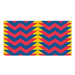 Lllustration Geometric Red Blue Yellow Chevron Wave Line Satin Shawl by Mariart