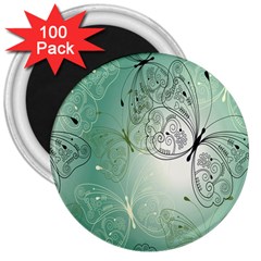 Glass Splashback Abstract Pattern Butterfly 3  Magnets (100 Pack) by Mariart