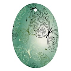 Glass Splashback Abstract Pattern Butterfly Oval Ornament (two Sides) by Mariart