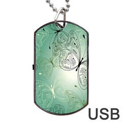 Glass Splashback Abstract Pattern Butterfly Dog Tag Usb Flash (two Sides) by Mariart