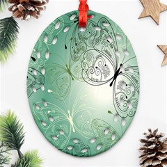 Glass Splashback Abstract Pattern Butterfly Oval Filigree Ornament (two Sides) by Mariart